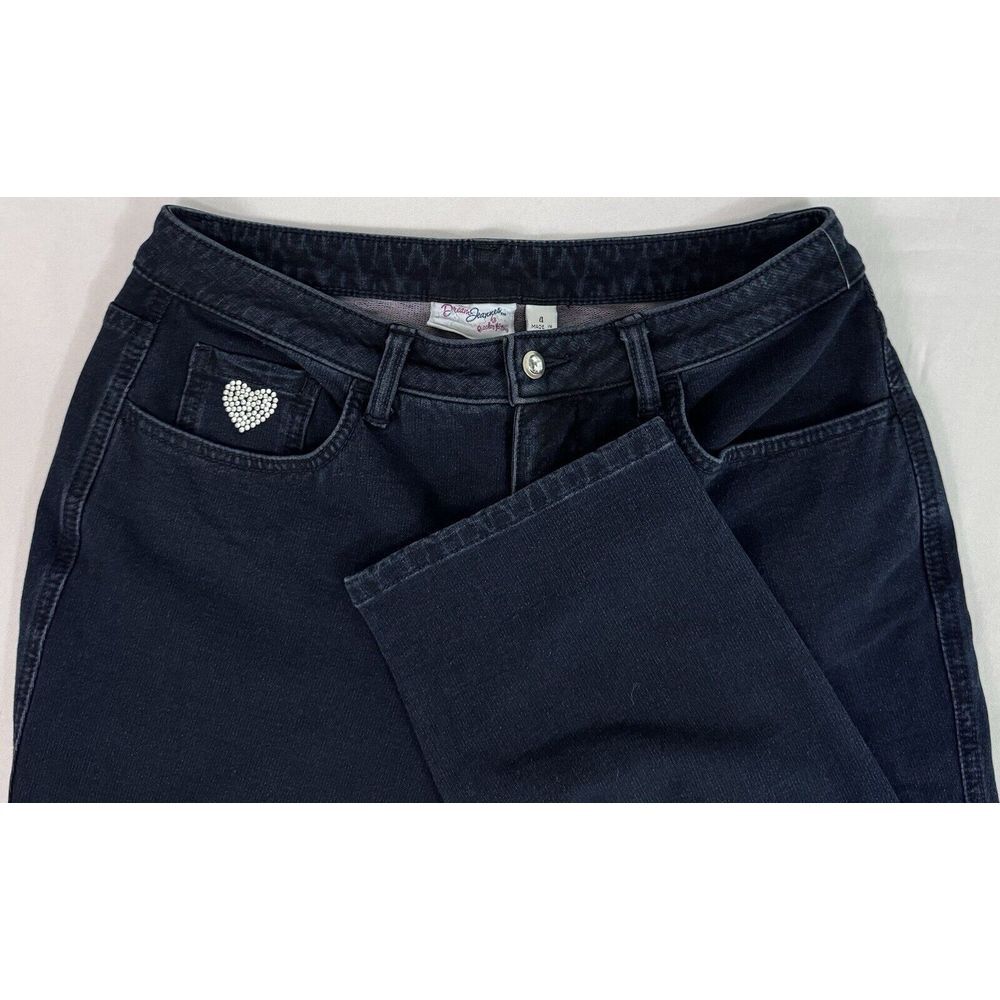 Dream Jeannes by Quacker Factory Womens Size 4‎ Dark Navy Jeans Rhinestone Heart